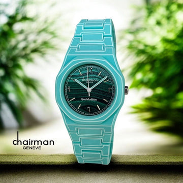 Chairman Geneve Arabic Green Wave Dial Poly Carbon Gents Watch