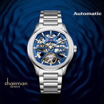 Chairman Geneve Automatic Mechanical Blue Dial Silver Chain Gents Watch