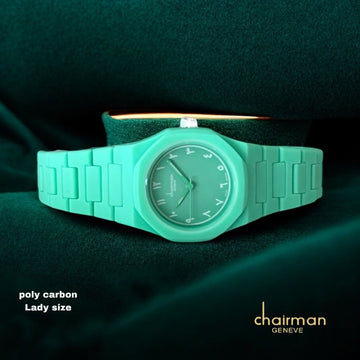 ساعة Chairman Geneve Baby Green بمينا عربية من البولي كربون للنساء