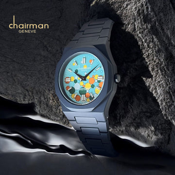 Chairman Geneve Multi Color Dial Black Poly Carbon Gents Watch