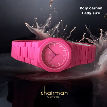 ساعة Chairman Geneve Pink بمينا عربية من البولي كربون للنساء