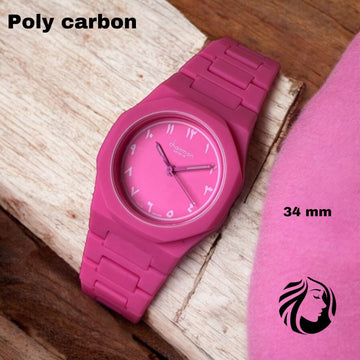 ساعة Chairman Geneve Poly Carbon Pink Arabic Dial للرجال