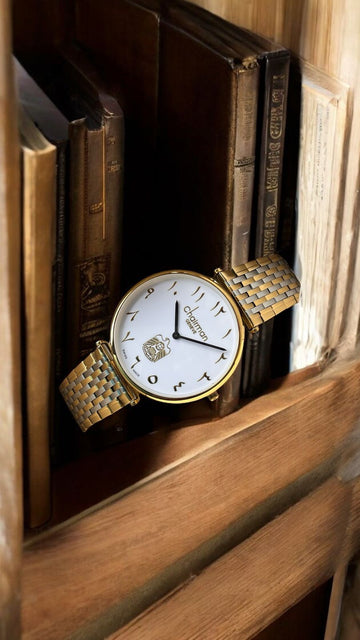 Chairman Geneve UAE Emblem Arabic White Dial Gold And Silver Chain Gents Watch