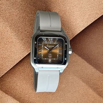 ساعة Chairman Geneve UAE Emblem Roman Brown Dial White Strap للرجال