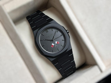 QATAR Flag Swiss Design Black Dial Chairman Geneve Gents Black Watch