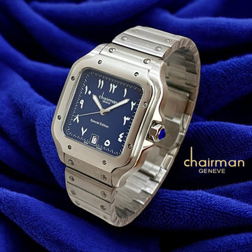 Special Edition Chairman Geneve Arabic Dated Blue Dial Silver Chain Gents Watch