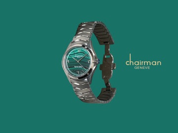 Special Edition Chairman Geneve Arabic Green Wave Dial Silver Chain Gents Watch