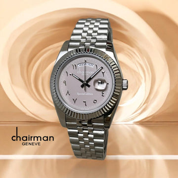 Special Edition Chairman Geneve Day And Dated Purple Dial Silver Chain Gents Watch