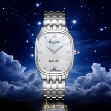 Special Edition Chairman Geneve Roman White Marble Dial Silver Chain Gents Watch
