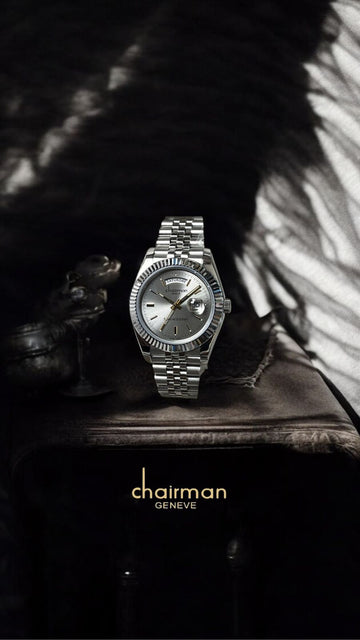Special Edition Day And Dated Grey Dial Silver Chain Chairman Geneve Gents Watch