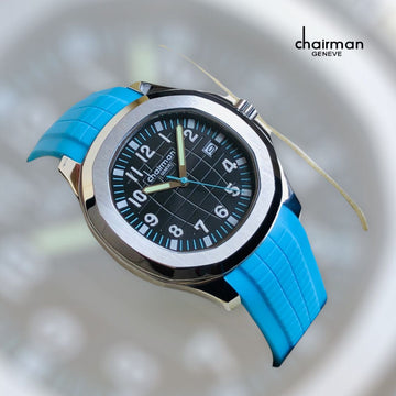 ساعة Chairman Sea Blue Strap Quartz Watch بمينا سوداء للرجال