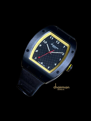 ساعة Chairman Metallic Black Strap Quartz ذات مينا سوداء للرجال