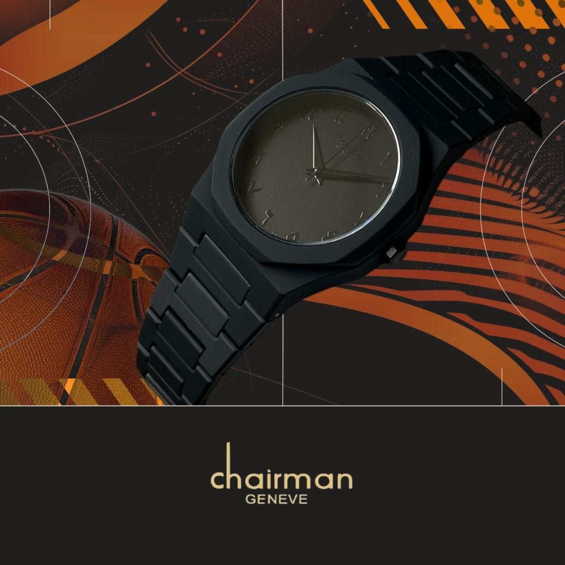 Chairman Geneve Arabic Green Dated Black Chain Gents Watch