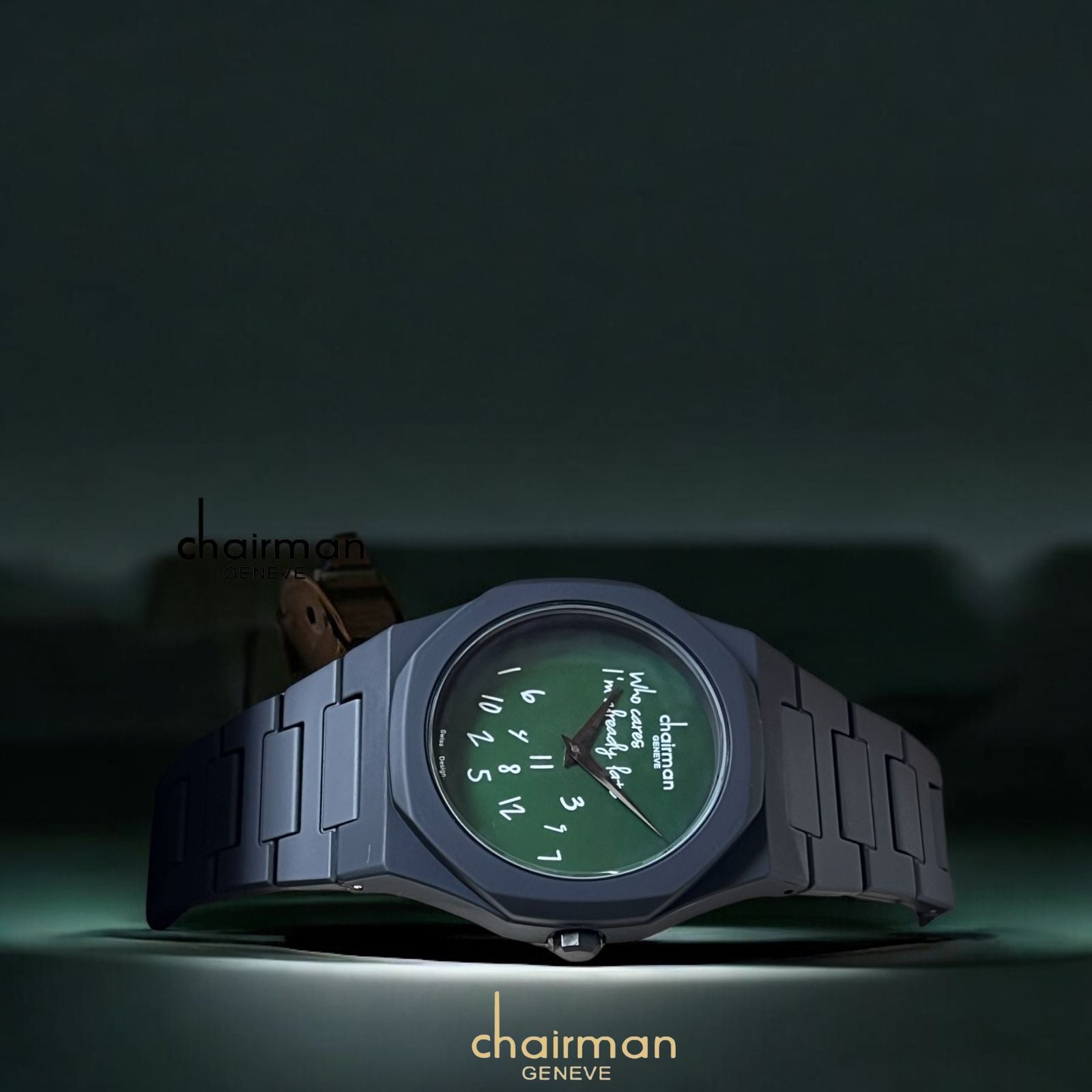 Chairman Geneve Green Dial Black Poly Carbon Gents Watch
