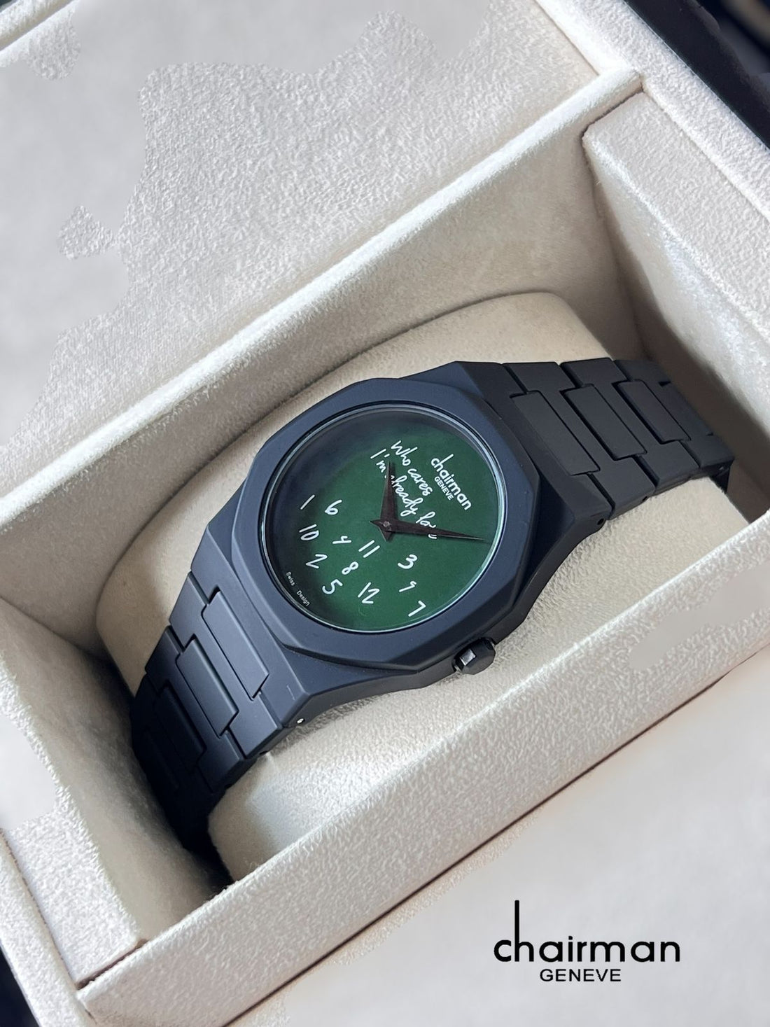 Chairman Geneve Green Dial Black Poly Carbon Gents Watch