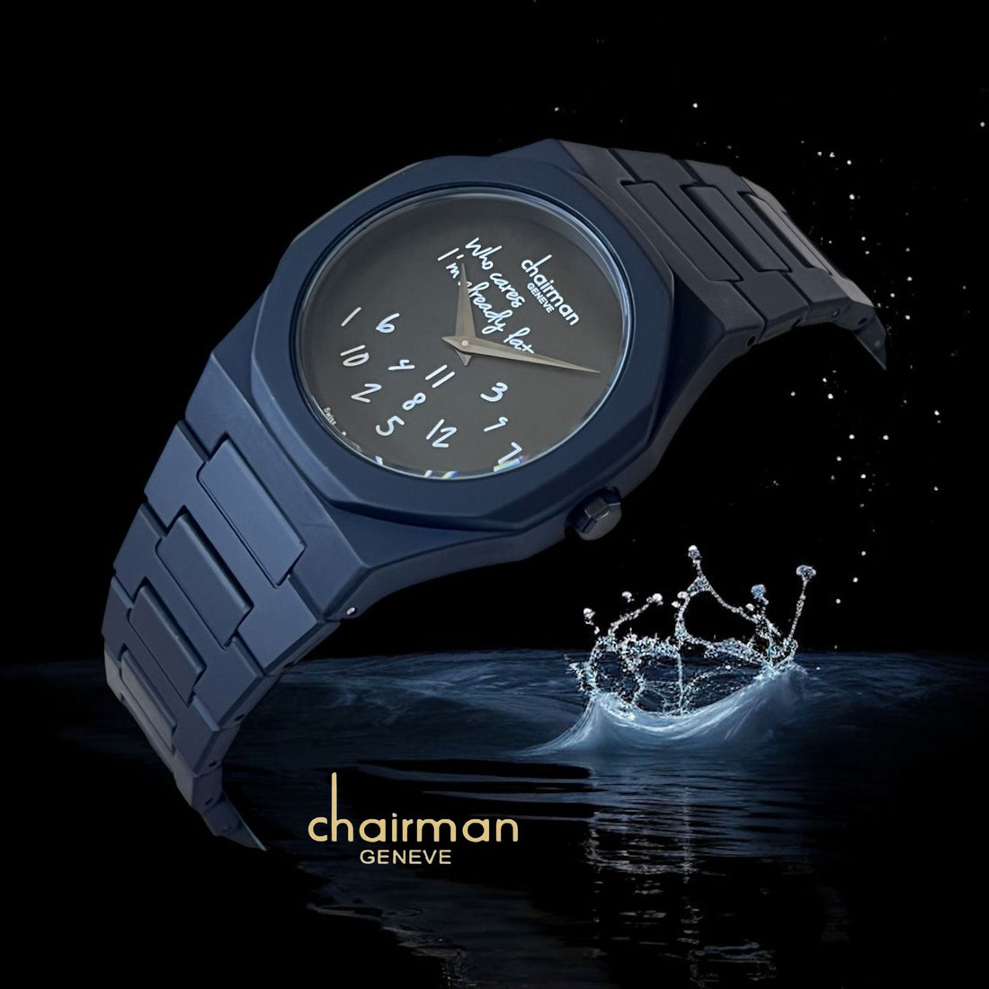 Chairman Geneve Grey Dial Black Poly Carbon Gents Watch