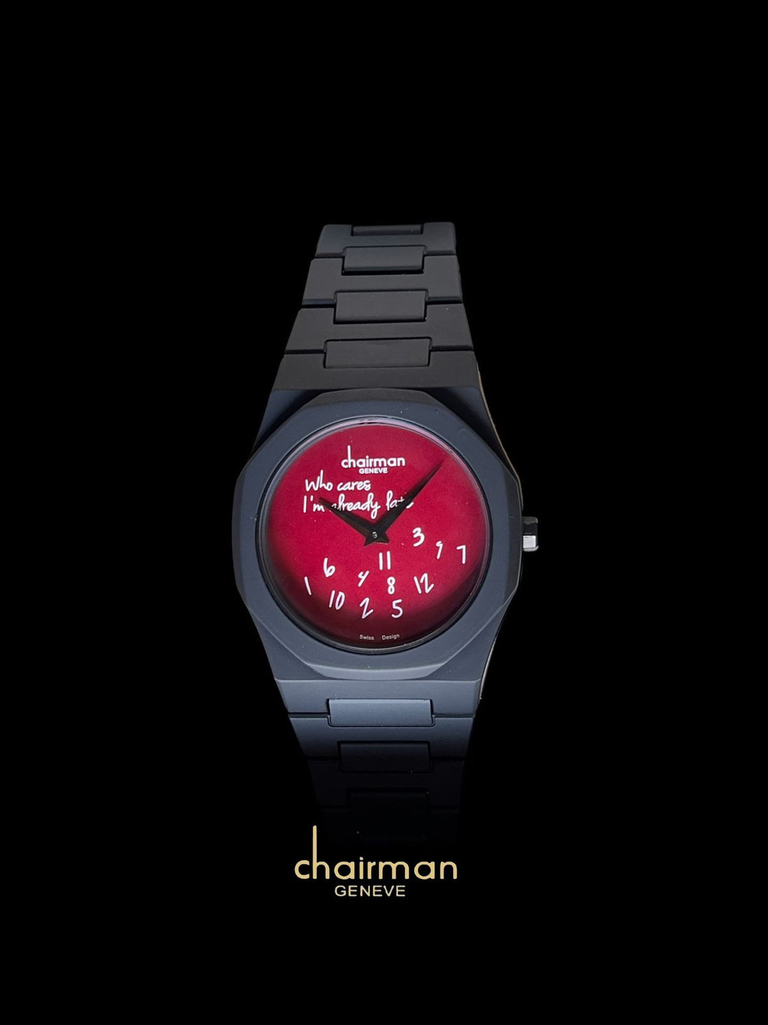 Chairman Geneve Maroon Dial Black Gents Poly Carbon Watch