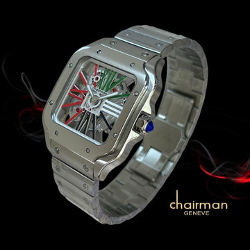 Chairman Geneve Mechanical Dial Silver Chain Gents Watch