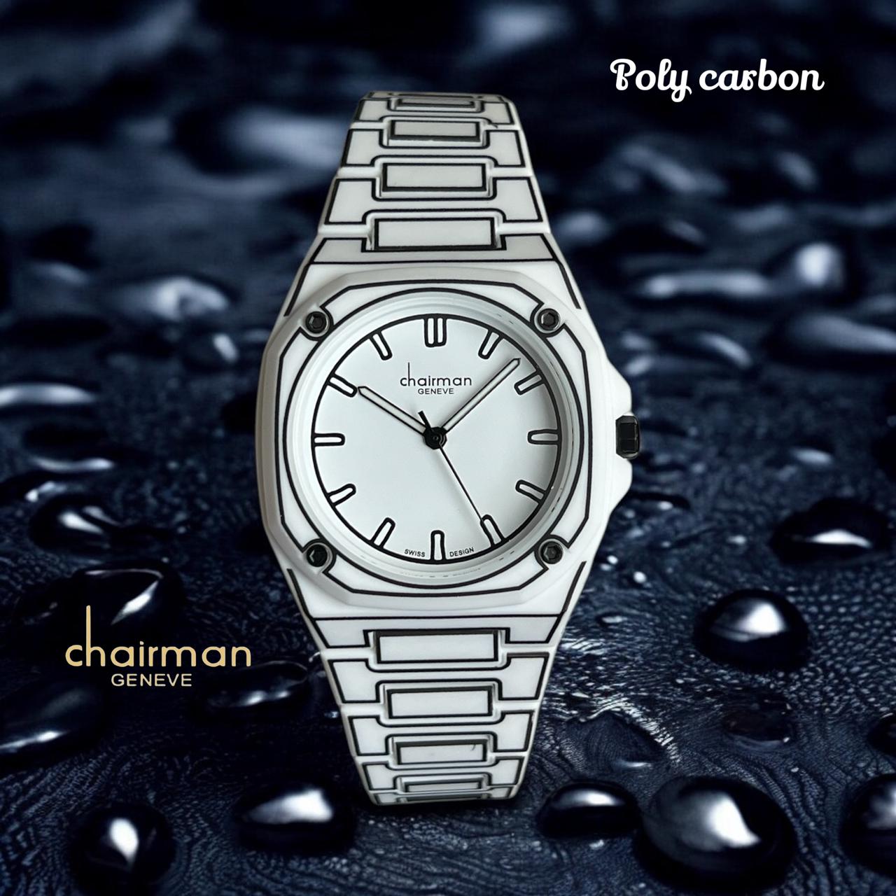 ساعة Chairman Geneve Poly Carbon White Dial White and Black Strap للرجال