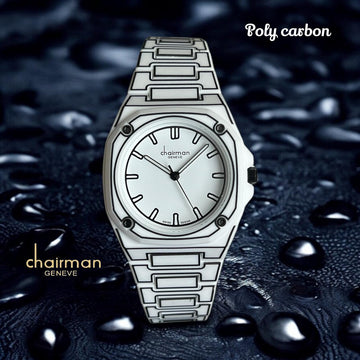 ساعة Chairman Geneve Poly Carbon White Dial White and Black Strap للرجال