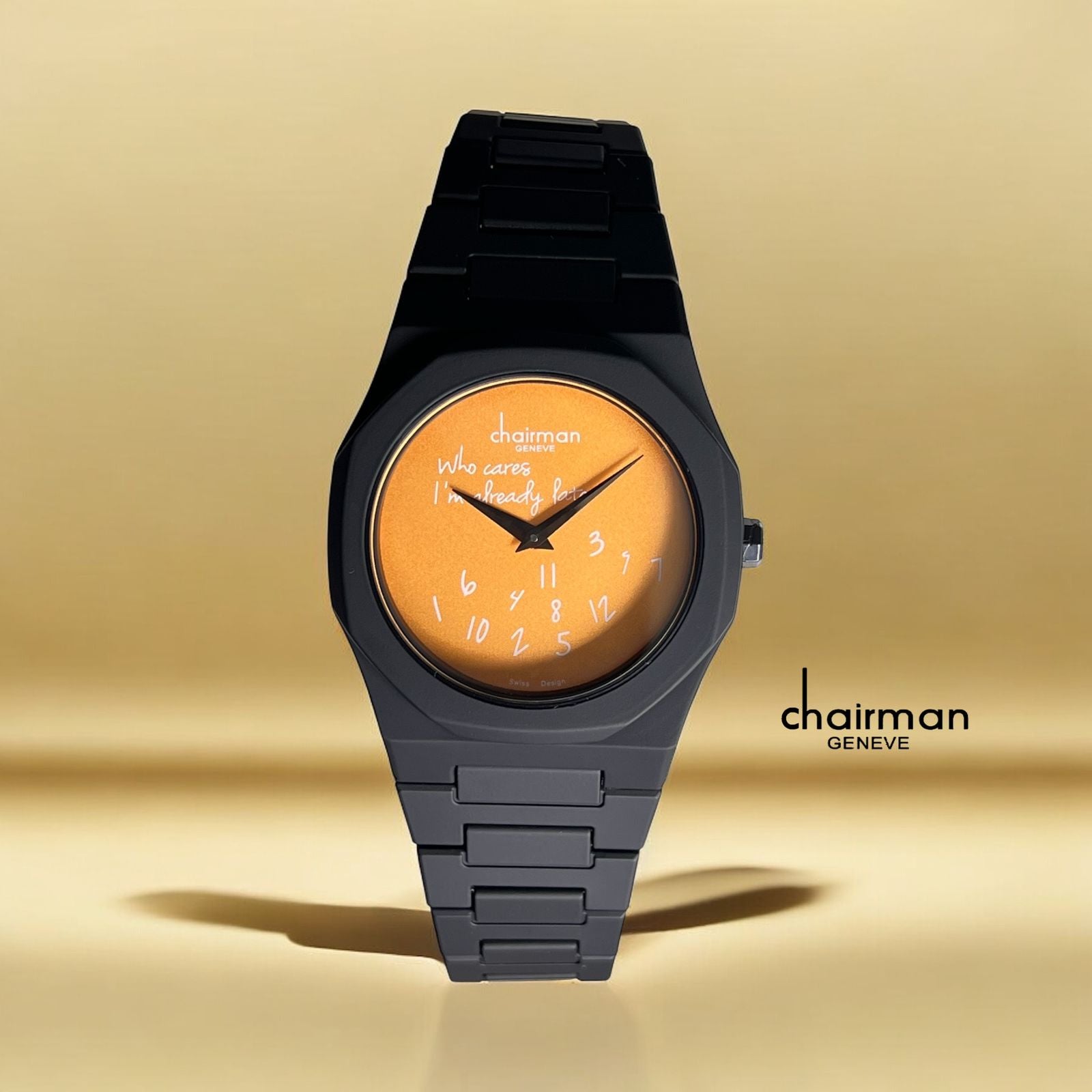 Chairman Geneve Yellow Dial Black Poly Carbon Watch