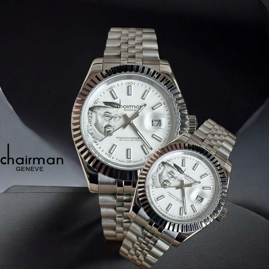 Chronomete Mens Watch Chairman Geneve Silver Chain Strap