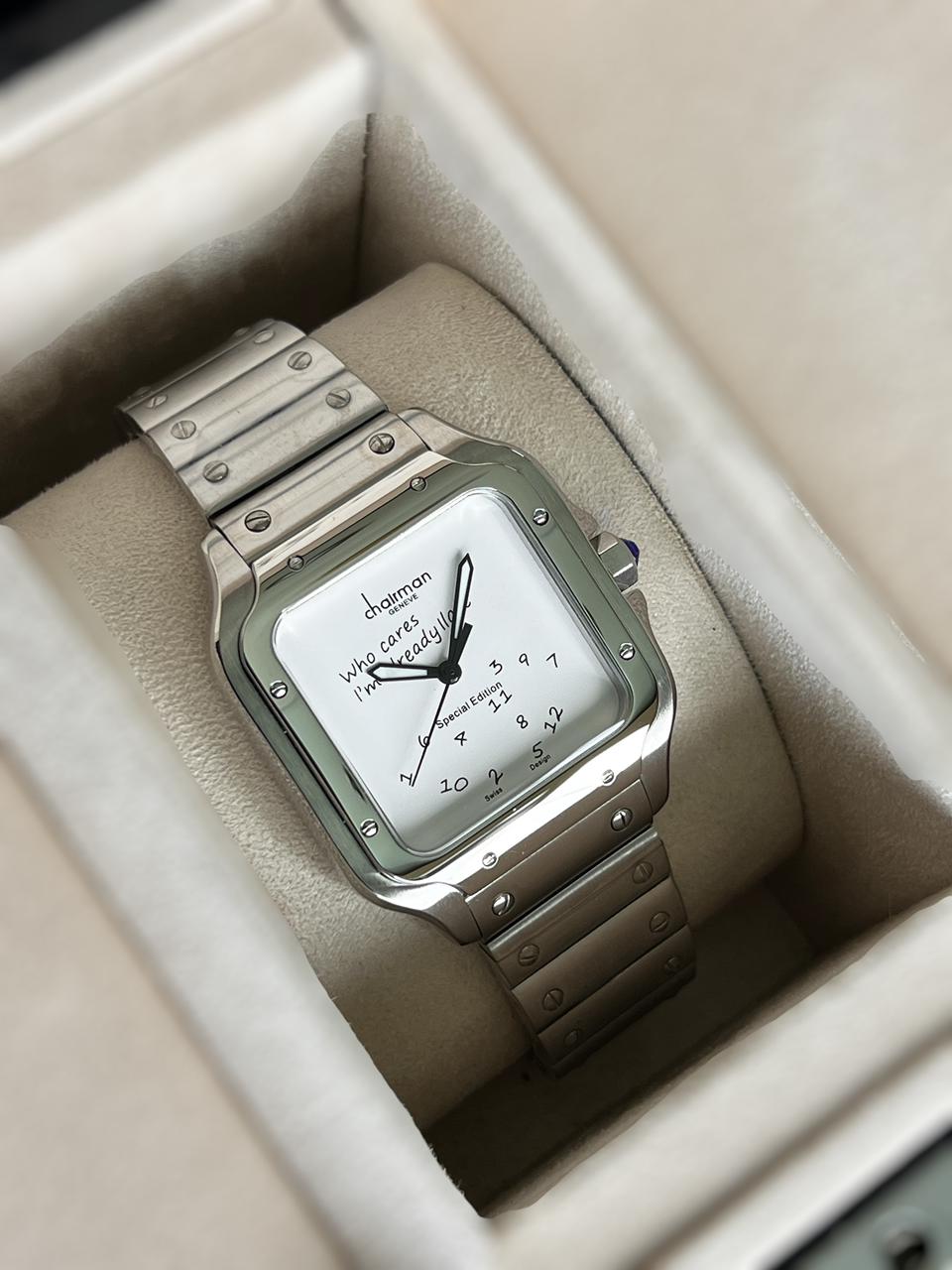 Special Edition Chairman Geneve White Dial Silver Chain Gents Watch