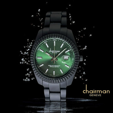 Superlative Chronometer Chairman Geneve Dated Green Dial Black Chain Gents Watch