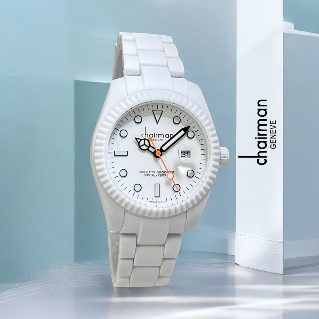 Superlative Chronometer Chairman Geneve Dated White Gents Watch