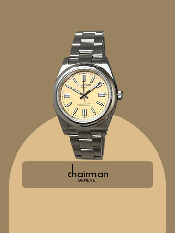 Superlative Chronometer Cream Dial Silver Chain Chairman Geneve Gents Watch