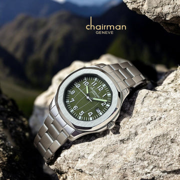 Swiss Design Chairman Geneve Dated Green Dial Silver Chain Gents Watch