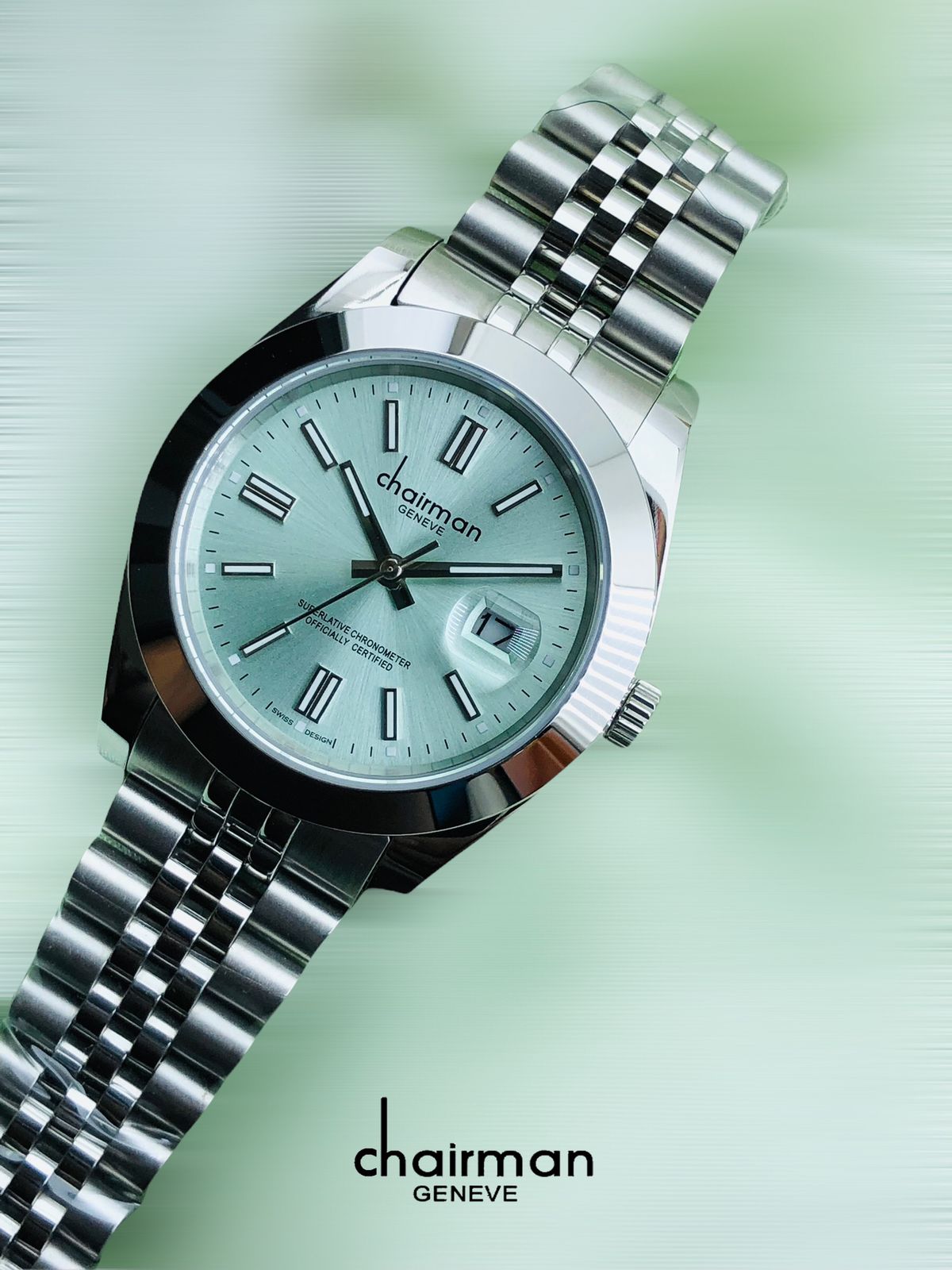 ساعة Chairman Baby Blue Dial Strap Quartz للرجال