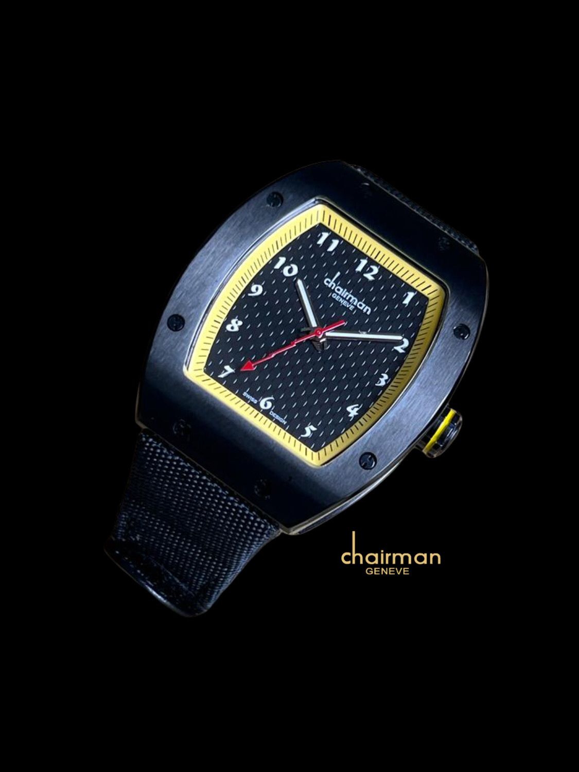 ساعة Chairman Metallic Black Strap Quartz ذات مينا سوداء للرجال